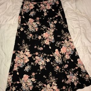 Black and floral maxi skirt